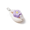 Natural Cowrie Shell & Handmade Polymer Clay Copper Wire Wrapped Pendants PALLOY-JF03818-01-4