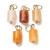 Natural Red Aventurine Column Charms with 304 Stainless Steel Jump Rings G-Q032-01E-1