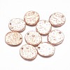 Alloy Blank Flat Round Hammered Pendants PALLOY-M031-07RG-1