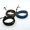 Fashion Triple Wrap Style Gemstone Bracelets BJEW-J058-M-1