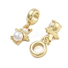 Rack Plating Brass Orange Cubic Zirconia European Dangle Charms KK-Q006-61G-2