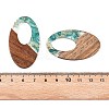Transparent Resin and Walnut Wood Pendants RESI-T057-02I-4