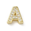 Brass Micro Pave Clear Cubic Zirconia Slide Charms KK-I382-04G-2