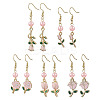 Valentine's Day Alloy Enamel Flower Dangle Earrings EJEW-JE06273-02-1