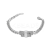 Cubic Zirconia Rectangle Link Bracelet with 304 Stainless Steel Chains BJEW-Q775-01P-1