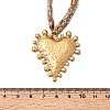 304 Stainless Steel Heart Pendant Printed Silk Ribbon Necklaces for Women NJEW-A063-11G-5