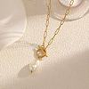 Imitation Pearl Nuggets Pendant Stainless Steel Paperclip Chain OT Necklaces for Women QA2492-1
