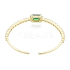 Cubic Zirconia Rectangle Open Cuff Bangle BJEW-G651-05G-02-2