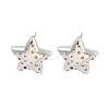 Rack Plating Brass Micro Pave Clear Cubic Zirconia Stud Earring EJEW-C102-07P-02-1