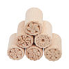6Pcs 6 Styles Flower Pattern Round Wooden Traditional Chinese Moon Cake Molds AJEW-CA0004-25-7