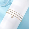 3Pcs 3 Styles 304 Stainless Steel Satellite Chain Dapped Chain Link Chain Anklets Set AJEW-AN00737-3