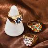 Brass Enamel Cuff Rings for Women RJEW-L113-032G-2