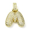 Brass Micro Pave Clear Cubic Zirconia Pendants KK-M279-01G-M-1