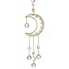 Nuggets Natural Quartz & Brass Moon Hanging Suncatchers HJEW-JM04253-02-2