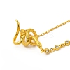 Brass Snake & Cubic Zirconia Pendant Necklaces NJEW-H170-01G-2