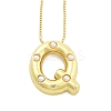 Brass & Plastic Pearl Letter Pendant Box Chain Necklaces for Women LS-NJEW-U017-01G-17-1