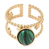 Oval Natural Malachite Finger Rings RJEW-Z057-11G-02-2