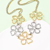 304 Stainless Steel Two Tone Flower Bib Necklaces for Women NJEW-F361-01GP-1