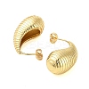 Rack Plating Grooved Teardrop Brass Stud Earrings for Women EJEW-B053-01G-01-2