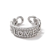 Brass Micro Pave Cubic Zirconia Open Cuff Rings RJEW-K263-13P-2