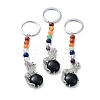 Natural Obsidian & Brass Cheetah Keychain KEYC-H019-01P-02-1