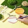 Baseball Acrylic & Wood Pendant Decorations HJEW-YW00012-01-4