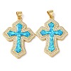 Rack Plating Brass Micro Pave Cubic Zirconia Pendants KK-P268-17F-G-1