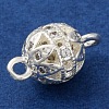 Brass Micro Pave Clear Cubic Zirconia Connector Charms KK-A230-06F-S-2