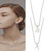 1 Set Stainless Steel Couple Heart Pendant Ball Chain Necklaces for Women Men NJEW-LP0001-61B-1