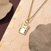 304 Stainless Steel Laser Cut Rectangle with Cat Shape Pendant Necklaces FS-WGDBF09-01-3
