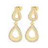 Teardrop Brass Pave Clear Cubic Zirconia Dangle Stud Earrings EJEW-M258-24G-1