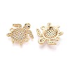 Brass Micro Pave Clear and Black Cubic Zirconia Turtle Links Connector Charms KK-T074-124G-2