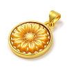 Natural Yellow Shell Carved Sunflower Pendants KK-D537-03G-01-2