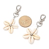 Star Copper Wire Wrapped Natural Mixed Cowrie Shell Pendant Decorations HJEW-JM03271-02-3