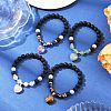 4Pcs Natural Mixed Gemstone Heart Charms Bracelets BJEW-JB12402-1