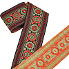 Flower Vintage Jacquard Polyester Ribbon OCOR-WH0107-10-1