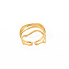 Ion Plating(IP) 304 Stainless Steel Wave Wrap Open Cuff Ring for Women RJEW-S405-236G-2