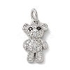 Brass Micro Pave Black and Clear Cubic Zirconia Bear Charms KK-B155-20P-1