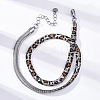 304 Stainless Steel Leopard Print Flat Snake Chain Necklaces for Women NJEW-A044-02B-P-1