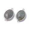 Platinum Tone Brass Natural Labradorite Links connectors LS-X-G-F339-B12-2