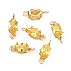 SHEGRACE Brass Pave Cubic Zirconia Oval Connector Charms XGRQ2O646-437C-G-2