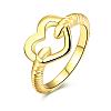 Real 18K Gold Plated Brass Heart Finger Rings for Women RJEW-BB07658-7A-1