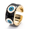 Brass Enamel Cuff Rings RJEW-I077-15G-2