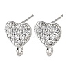 Brass Micro Pave Cubic Zirconia Stud Earring Findings KK-Z102-12P-1