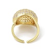Brass with Cubic Zirconia Open Cuff Rings for Women RJEW-A035-15G-3