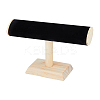 Velvet T-Bar Bracelet Display Stands  with Wooden Base BDIS-WH0010-03A-1