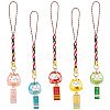 5pcs 5 styles Ceramic Lucky Cat Small Pendant Mobile Phone Decoration HJEW-GO0001-08-1