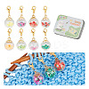 8Pcs 8 Colors Transparent Glass Pendant Decorations HJEW-NB00053-1