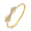 Bowknot Brass Pave Clear Cubic Zirconia Hinged Bangles for Women BJEW-Z062-01B-1