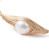 Natural Pearl Beaded Cuff Bangles BJEW-JB10120-02-3